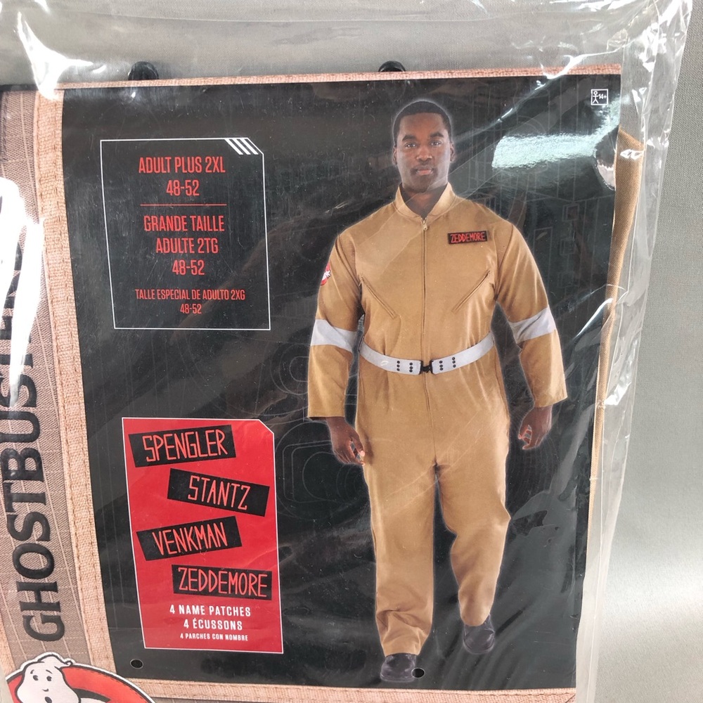 GhostBusters Men’s Tan Jumpsuit Halloween Costume Size Adult Plus 2XL 48-52 - Picture 2 of 6
